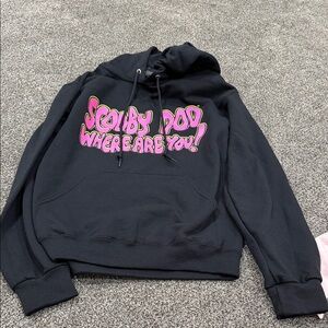 Black Hoodie with Pink Graphic Text